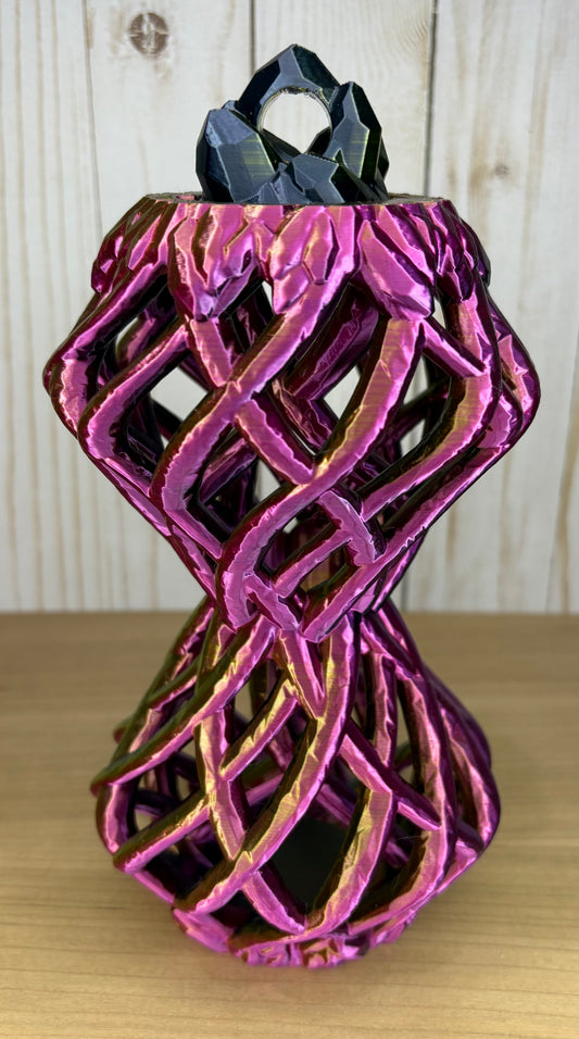 Gold/Fuchsia/Black  Hourglass Dice Tower