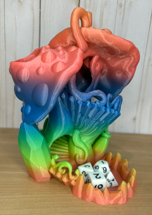 Bright Rainbow Mushroom Dice Tower